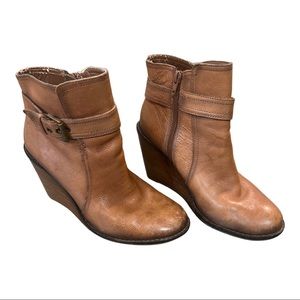 Brown wedge booties, size 8.5